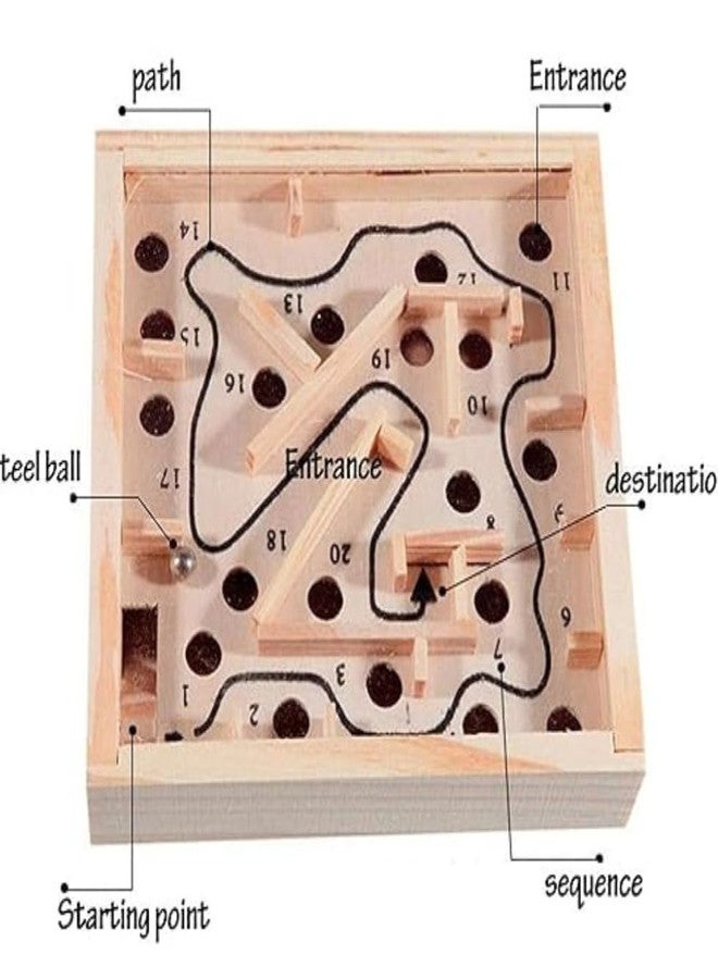 SubiMouIQ Mini Wooden Labyrinth Ball Maze Puzzle Game - Handcrafted Brain Teaser Toy for Kids & Adults | Balance Board Wire Puzzle | Travel-Friendly Wooden Mind Game Gift - Image 4